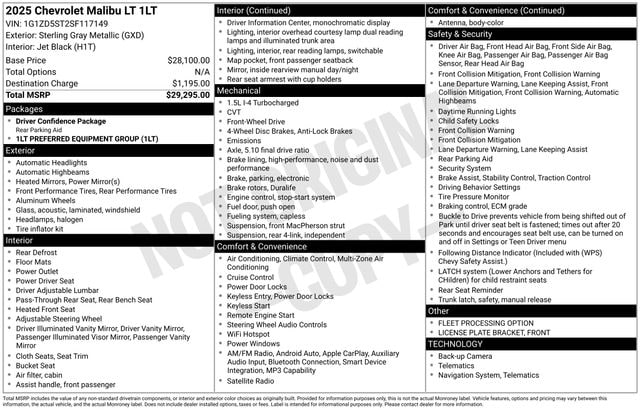 chevrolet malibu 2025 1G1ZD5ST2SF117149 image chevrolet malibu 2025 1G1ZD5ST2SF117149 image