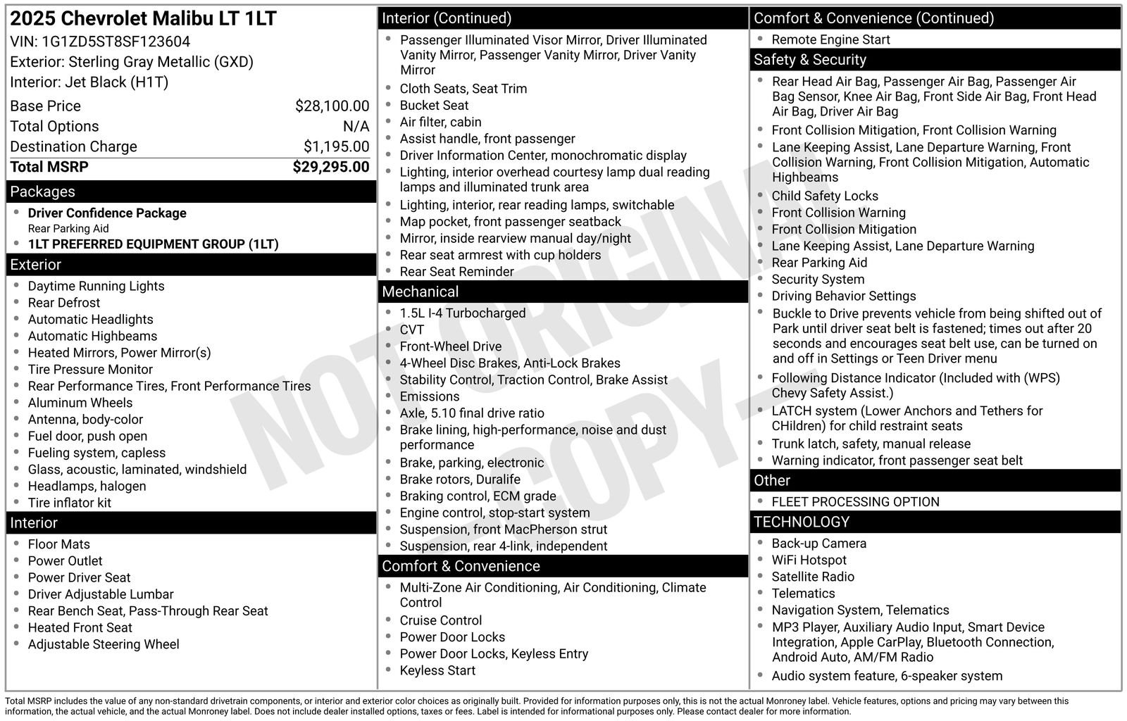 chevrolet malibu 2025 1G1ZD5ST8SF123604 image chevrolet malibu 2025 1G1ZD5ST8SF123604 image
