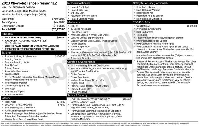 chevrolet tahoe 2023 1GNSKSKDXPR542038 image chevrolet tahoe 2023 1GNSKSKDXPR542038 image