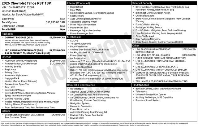chevrolet tahoe 2026 1GNS6RKD1TR182004 image chevrolet tahoe 2026 1GNS6RKD1TR182004 image