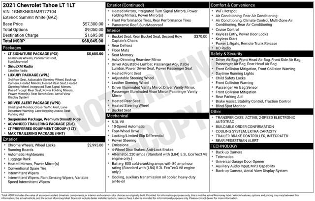 chevrolet tahoe 2021 1GNSKNKD5MR177104 image chevrolet tahoe 2021 1GNSKNKD5MR177104 image
