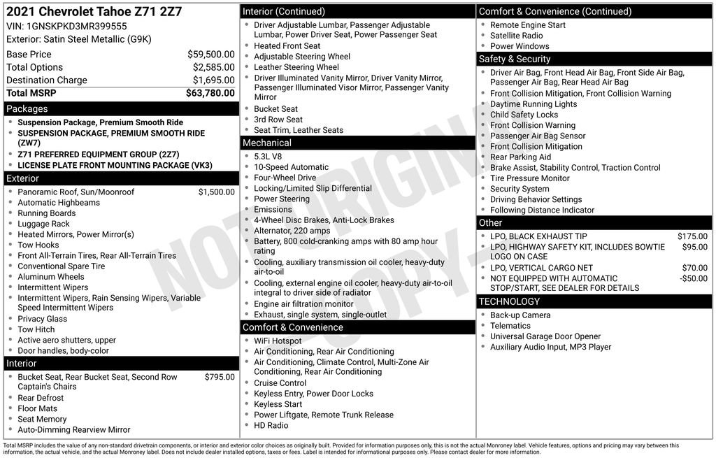 chevrolet tahoe 2021 1GNSKPKD3MR399555 image chevrolet tahoe 2021 1GNSKPKD3MR399555 image