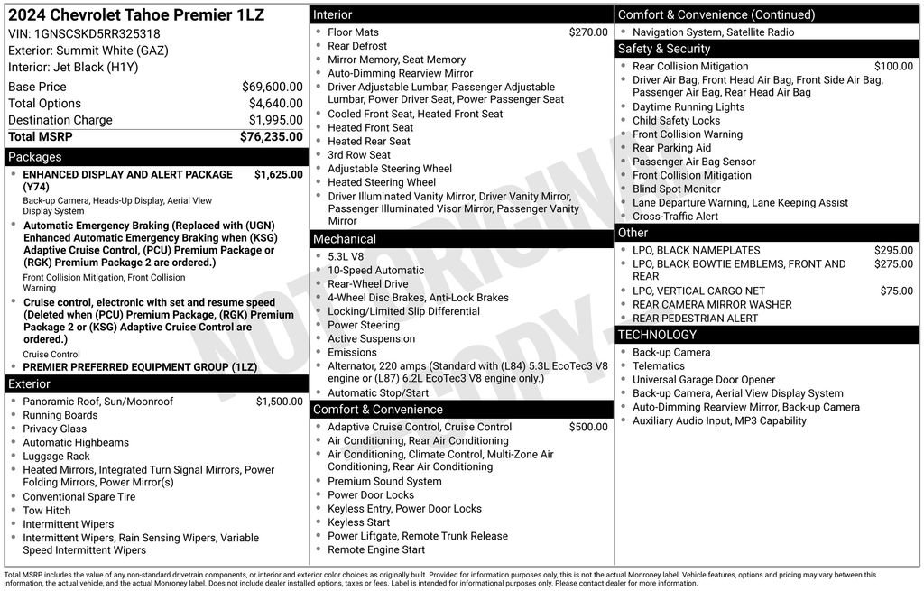 chevrolet tahoe 2024 1GNSCSKD5RR325318 image chevrolet tahoe 2024 1GNSCSKD5RR325318 image