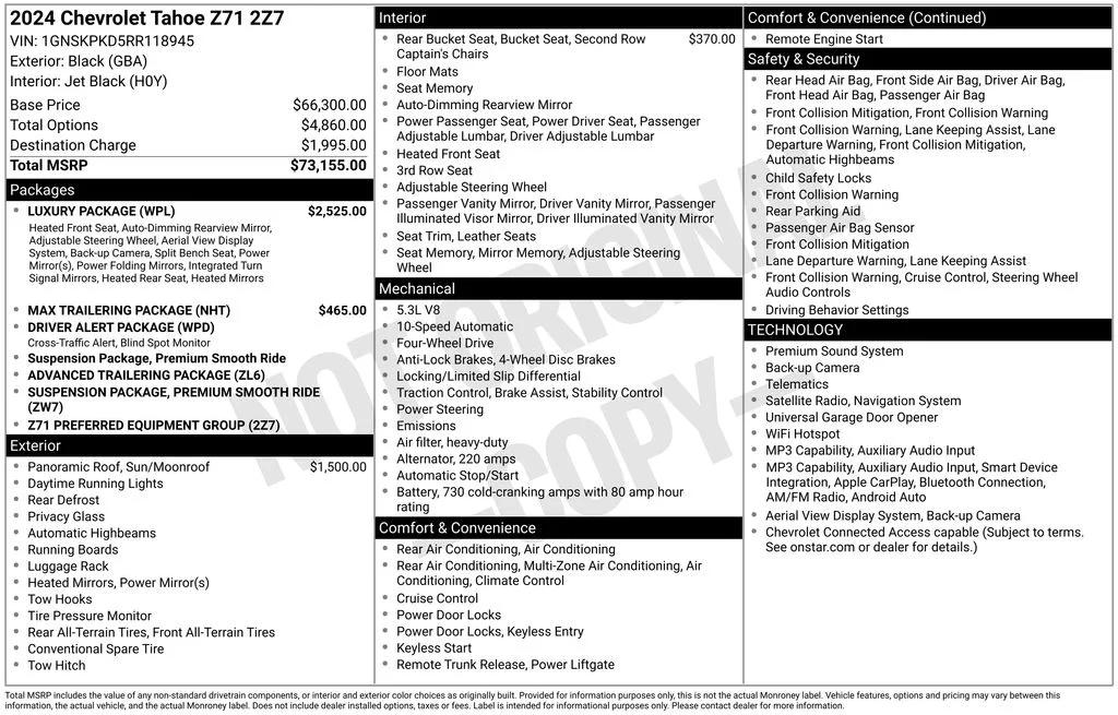 chevrolet tahoe 2024 1GNSKPKD5RR118945 image chevrolet tahoe 2024 1GNSKPKD5RR118945 image