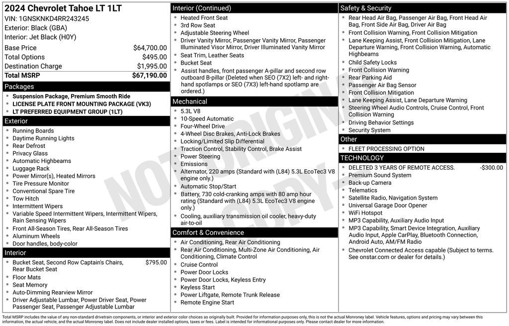 chevrolet tahoe 2024 1GNSKNKD4RR243245 image chevrolet tahoe 2024 1GNSKNKD4RR243245 image