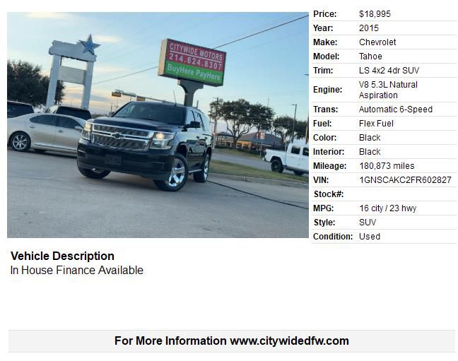 chevrolet tahoe 2015 1GNSCAKC2FR602827 image chevrolet tahoe 2015 1GNSCAKC2FR602827 image