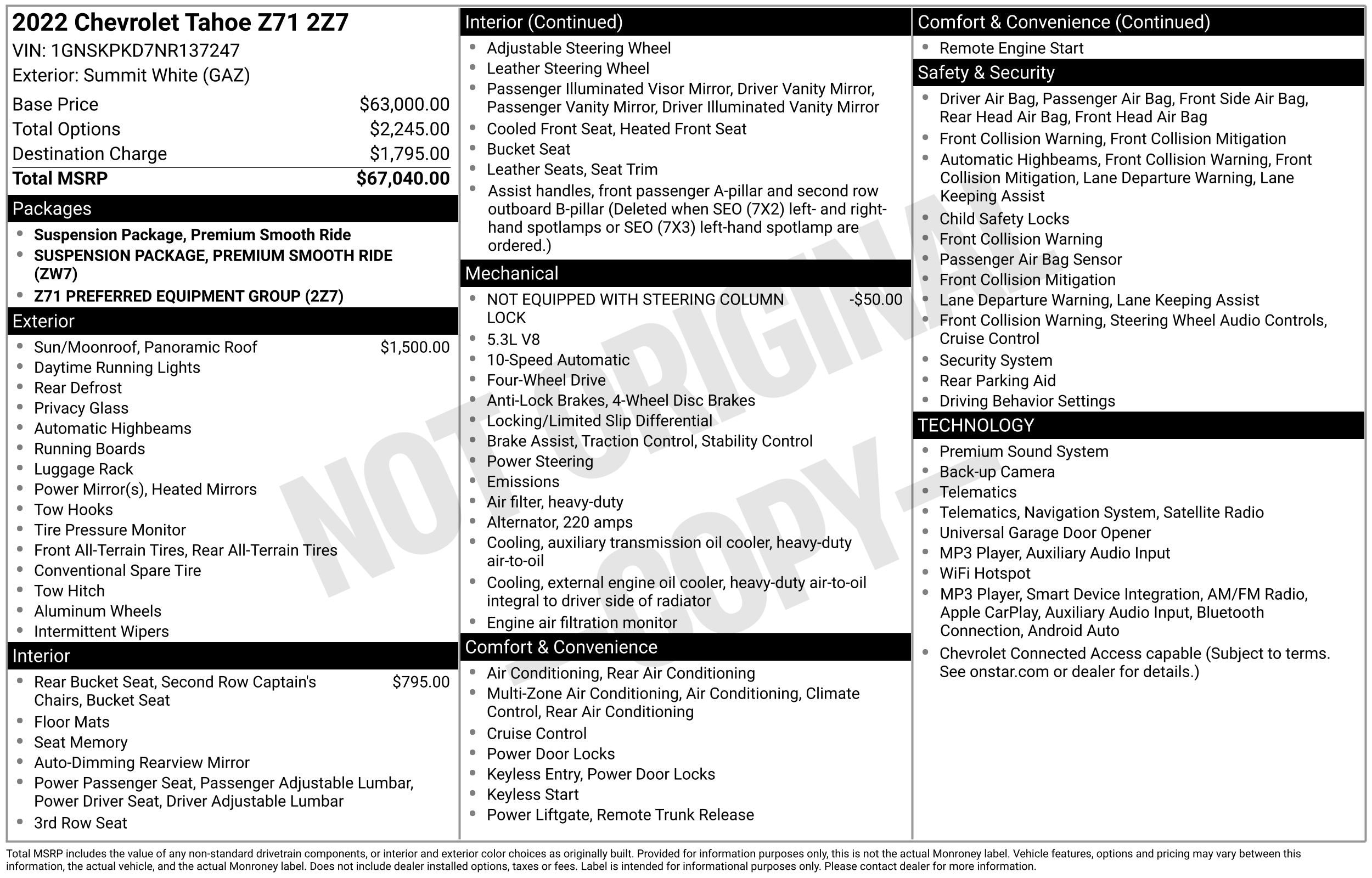 chevrolet tahoe 2022 1GNSKPKD7NR137247 image chevrolet tahoe 2022 1GNSKPKD7NR137247 image