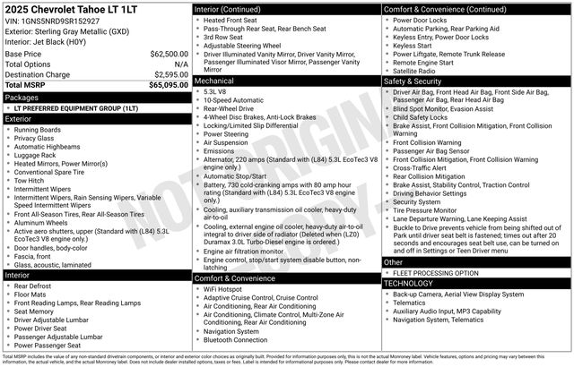 chevrolet tahoe 2025 1GNS5NRD9SR152927 image chevrolet tahoe 2025 1GNS5NRD9SR152927 image