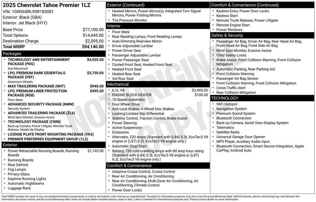 chevrolet tahoe 2025 1GNS6SRL9SR183081 image chevrolet tahoe 2025 1GNS6SRL9SR183081 image