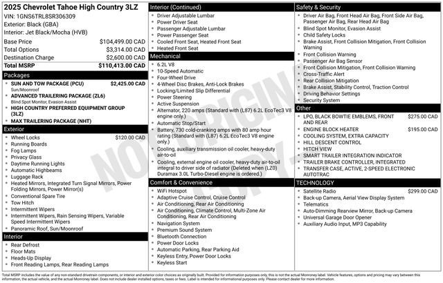 chevrolet tahoe 2025 1GNS6TRL8SR306309 image chevrolet tahoe 2025 1GNS6TRL8SR306309 image