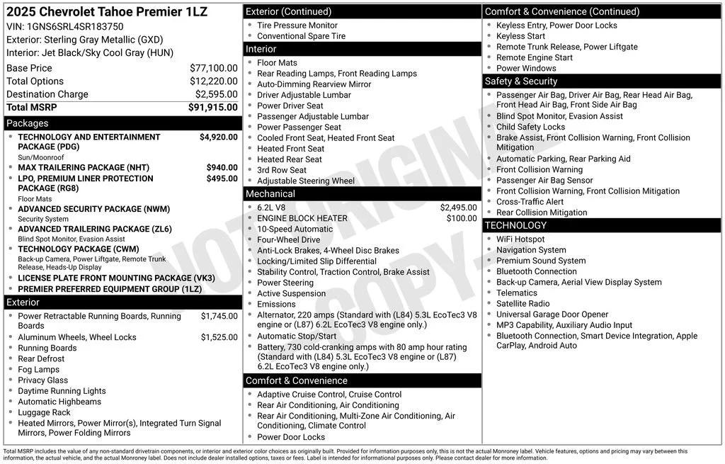 chevrolet tahoe 2025 1GNS6SRL4SR183750 image chevrolet tahoe 2025 1GNS6SRL4SR183750 image