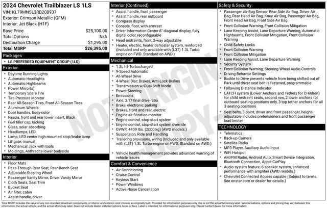 chevrolet trailblazer 2024 KL79MNSL3RB208937 image chevrolet trailblazer 2024 KL79MNSL3RB208937 image