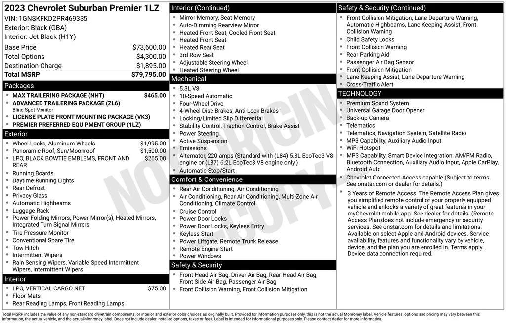 chevrolet suburban 2023 1GNSKFKD2PR469335 image