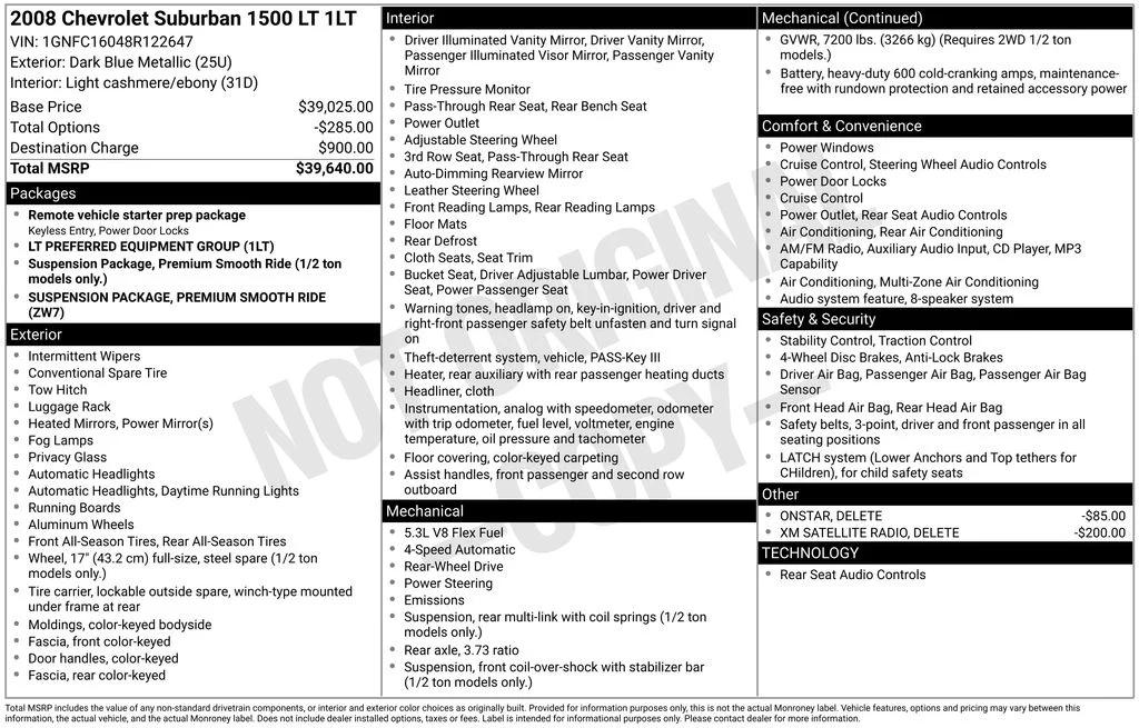 chevrolet suburban 2008 1GNFC16048R122647 image chevrolet suburban 2008 1GNFC16048R122647 image
