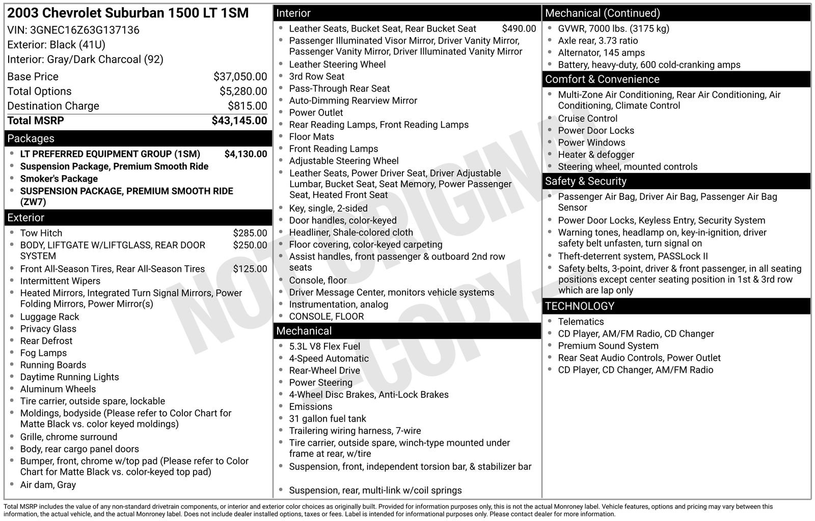 chevrolet suburban 2003 3GNEC16Z63G137136 image chevrolet suburban 2003 3GNEC16Z63G137136 image