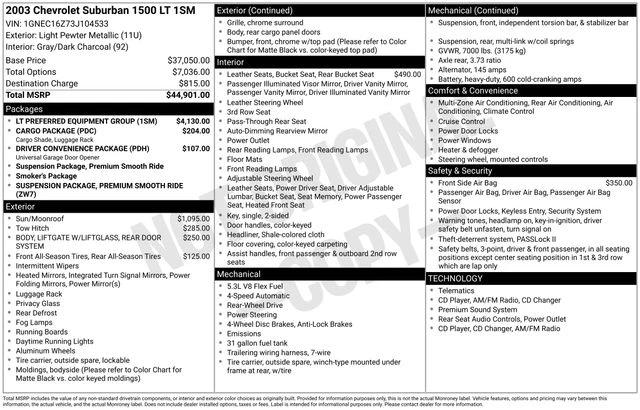 chevrolet suburban 2003 1GNEC16Z73J104533 image chevrolet suburban 2003 1GNEC16Z73J104533 image