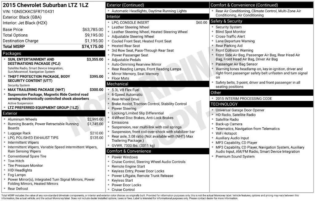 chevrolet suburban 2015 1GNSCKKC5FR710431 image