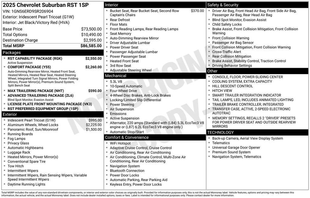 chevrolet suburban 2025 1GNS6ERD9SR206904 image chevrolet suburban 2025 1GNS6ERD9SR206904 image