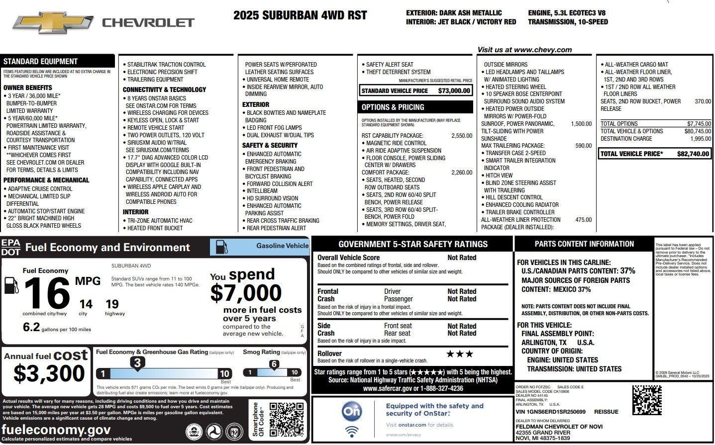 chevrolet suburban 2025 1GNS6ERD1SR250699 image chevrolet suburban 2025 1GNS6ERD1SR250699 image