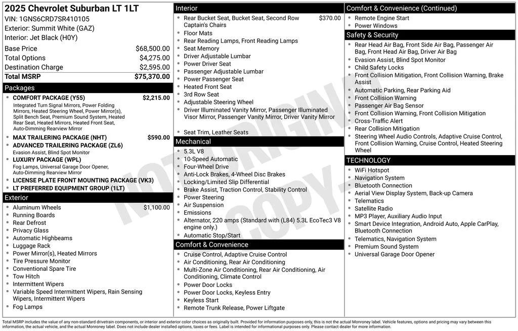 chevrolet suburban 2025 1GNS6CRD7SR410105 image chevrolet suburban 2025 1GNS6CRD7SR410105 image