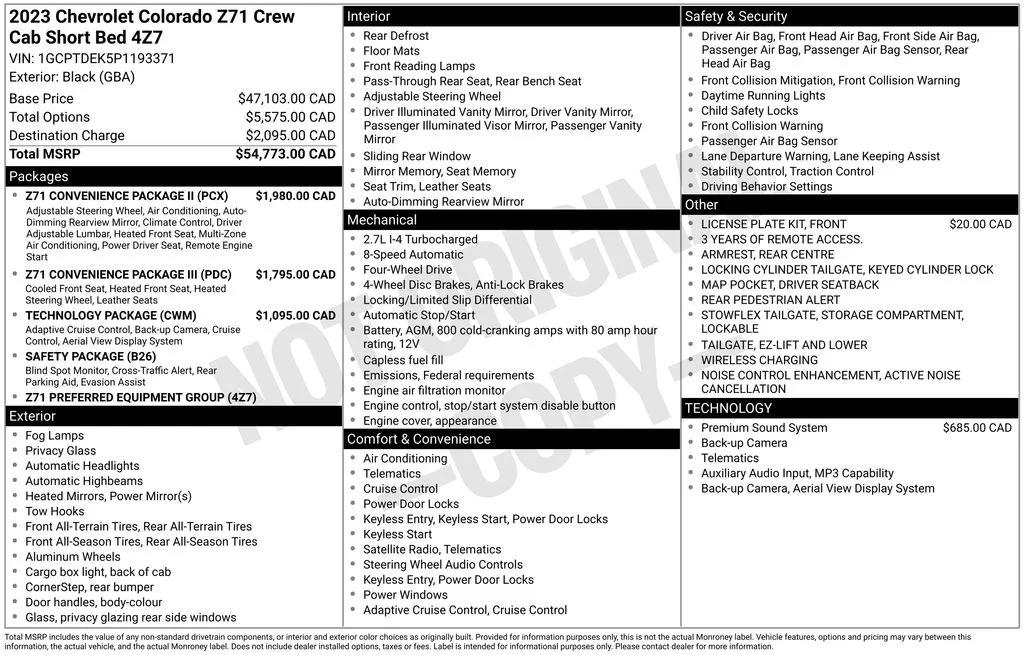 chevrolet colorado 2023 1GCPTDEK5P1193371 image chevrolet colorado 2023 1GCPTDEK5P1193371 image