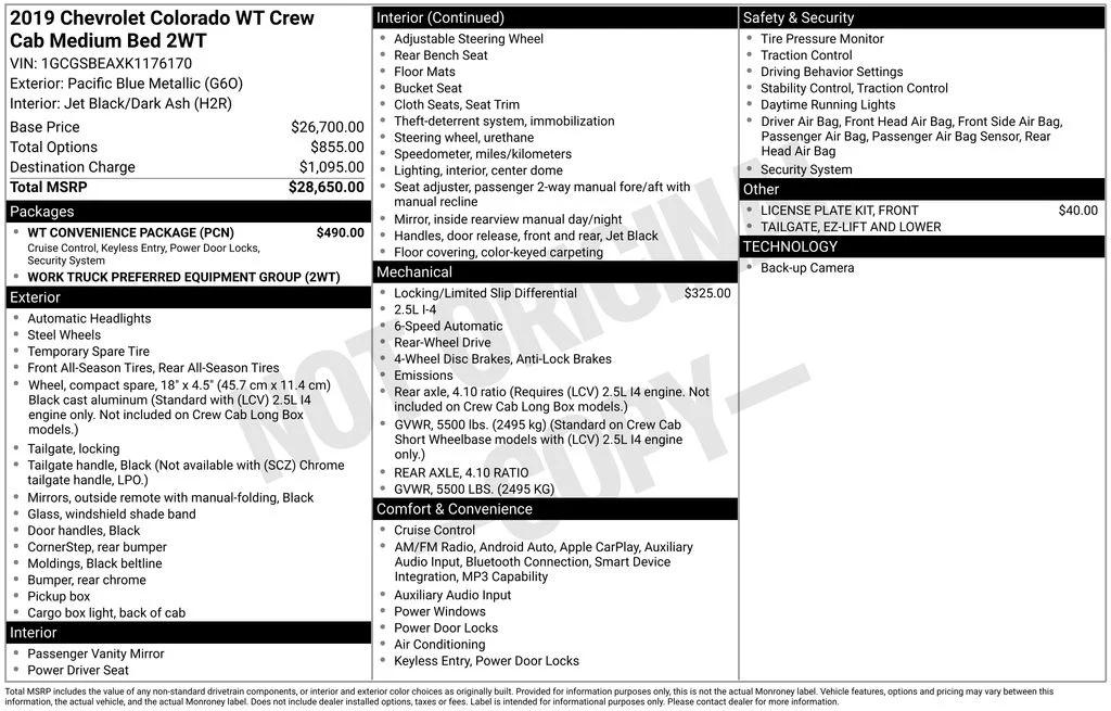chevrolet colorado 2019 1GCGSBEAXK1176170 image chevrolet colorado 2019 1GCGSBEAXK1176170 image