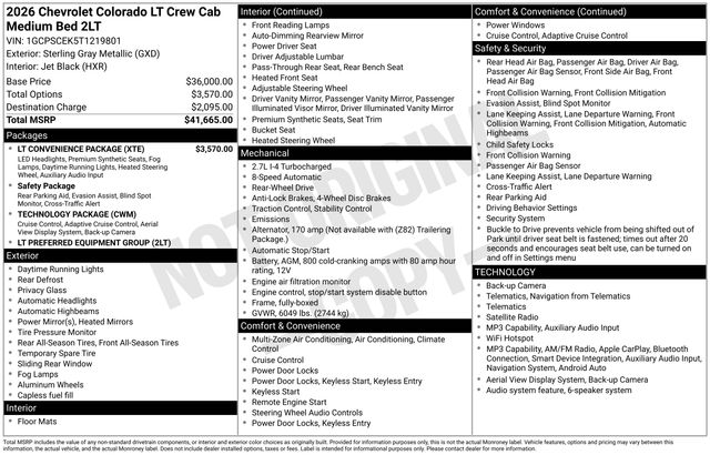 chevrolet colorado 2026 1GCPSCEK5T1219801 image chevrolet colorado 2026 1GCPSCEK5T1219801 image