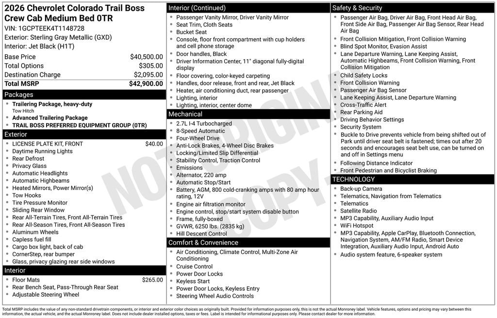 chevrolet colorado 2026 1GCPTEEK4T1148728 image chevrolet colorado 2026 1GCPTEEK4T1148728 image