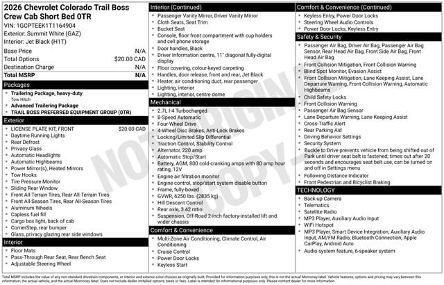 chevrolet colorado 2026 1GCPTEEK1T1164904 image chevrolet colorado 2026 1GCPTEEK1T1164904 image