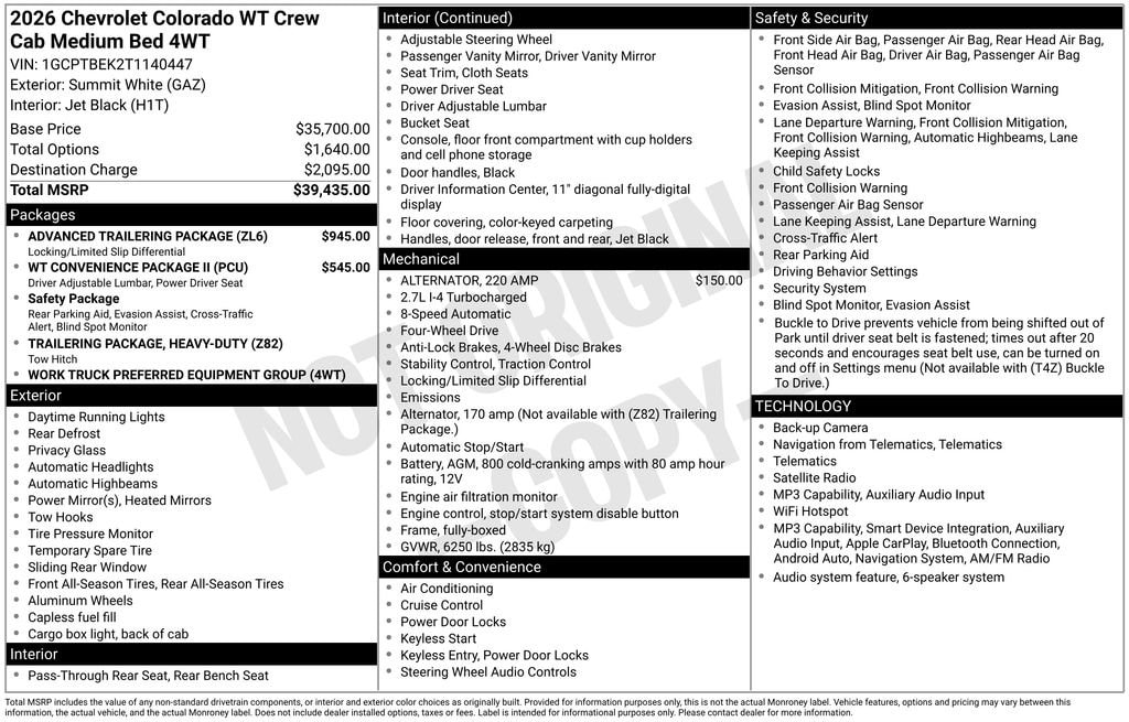 chevrolet colorado 2026 1GCPTBEK2T1140447 image chevrolet colorado 2026 1GCPTBEK2T1140447 image
