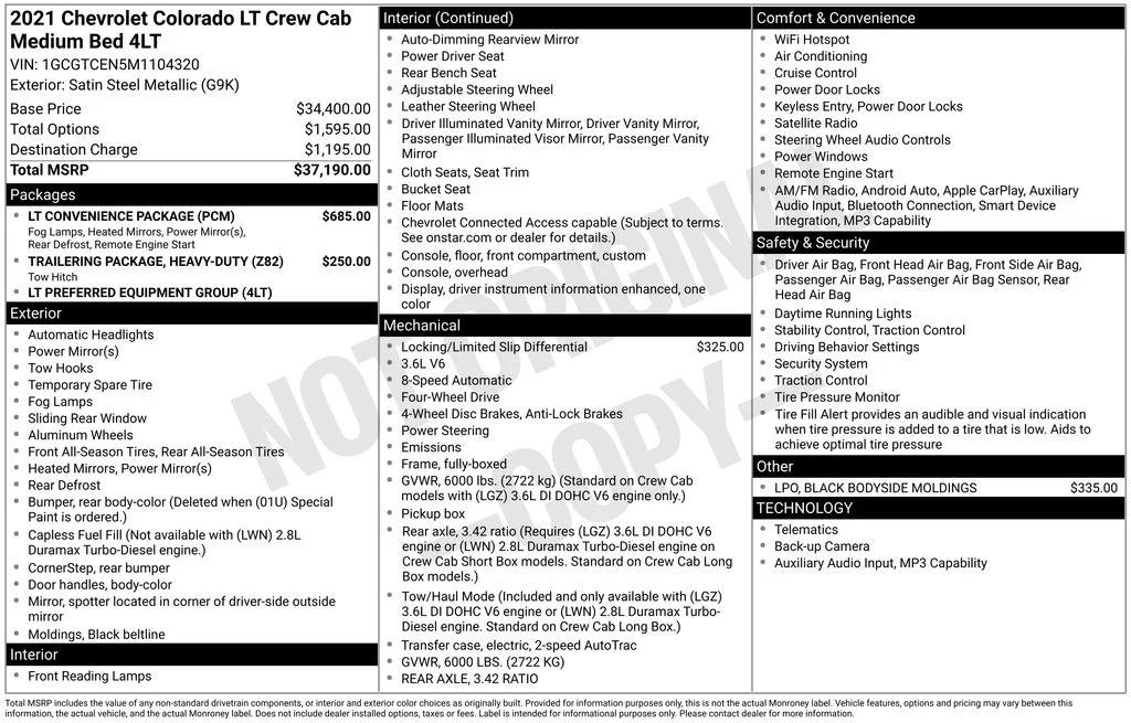 chevrolet colorado 2021 1GCGTCEN5M1104320 image