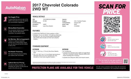 chevrolet colorado 2017 1GCHSBEA5H1249992 image chevrolet colorado 2017 1GCHSBEA5H1249992 image