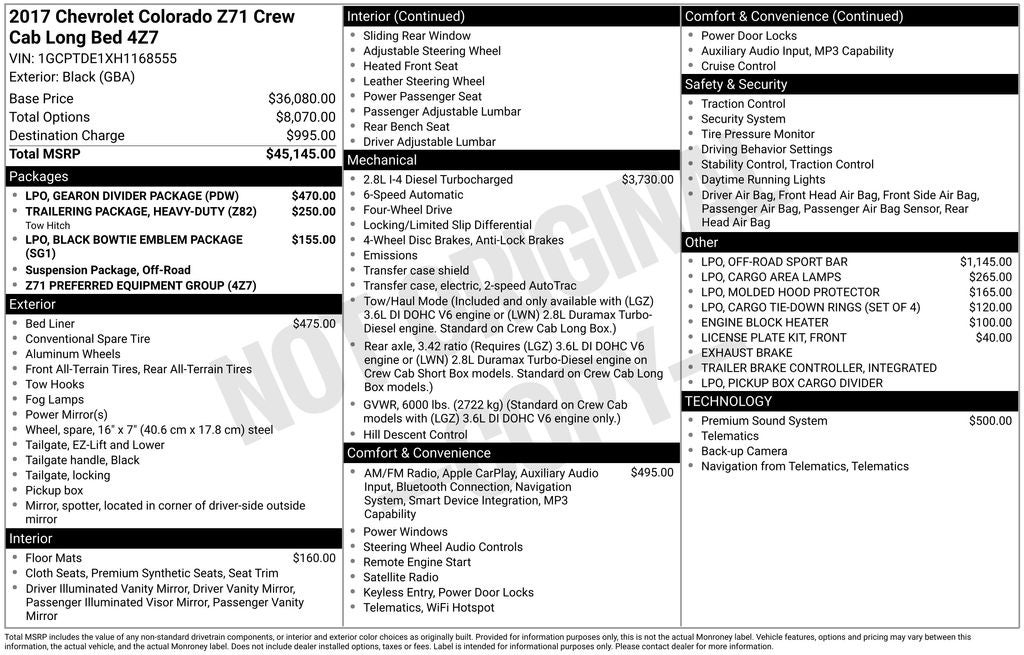 chevrolet colorado 2017 1GCPTDE1XH1168555 image chevrolet colorado 2017 1GCPTDE1XH1168555 image