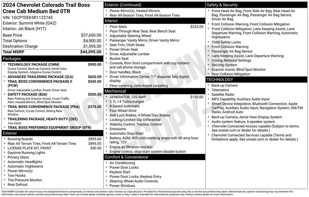 chevrolet colorado 2024 1GCPTEEK5R1122745 image chevrolet colorado 2024 1GCPTEEK5R1122745 image