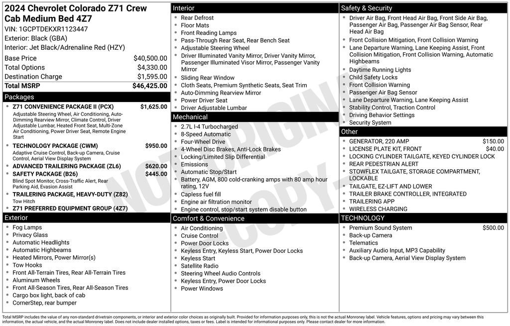 chevrolet colorado 2024 1GCPTDEKXR1123447 image chevrolet colorado 2024 1GCPTDEKXR1123447 image