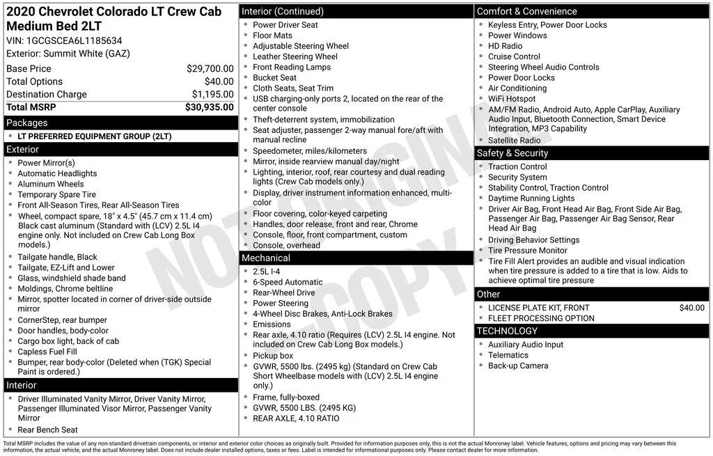 chevrolet colorado 2020 1GCGSCEA6L1185634 image chevrolet colorado 2020 1GCGSCEA6L1185634 image