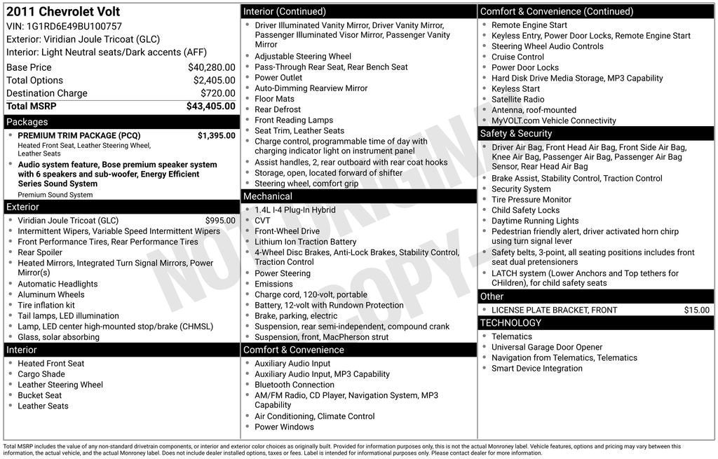 chevrolet volt 2011 1G1RD6E49BU100757 image chevrolet volt 2011 1G1RD6E49BU100757 image