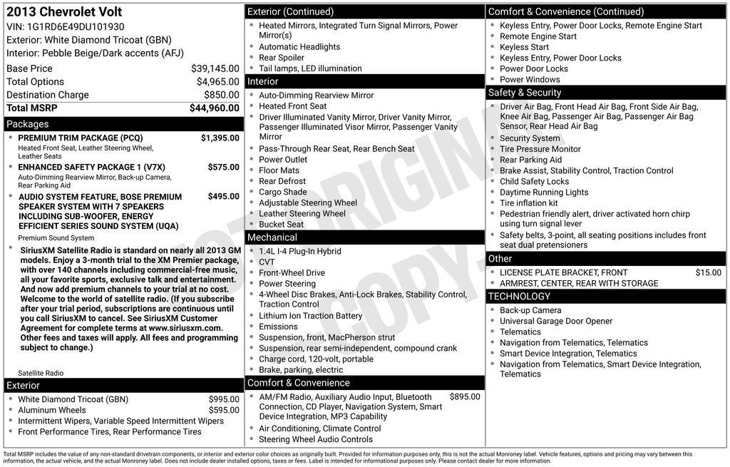chevrolet volt 2013 1G1RD6E49DU101930 image chevrolet volt 2013 1G1RD6E49DU101930 image