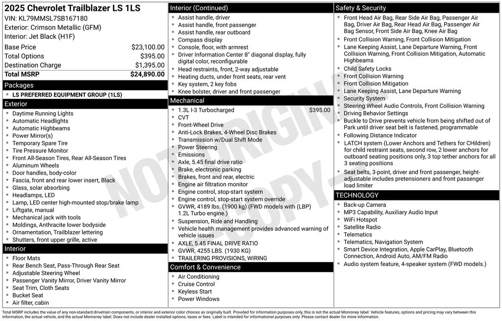 chevrolet trailblazer 2025 KL79MMSL7SB167180 image chevrolet trailblazer 2025 KL79MMSL7SB167180 image