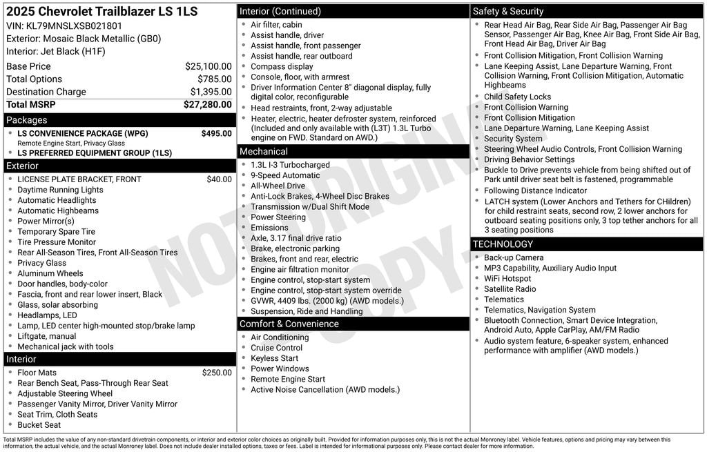 chevrolet trailblazer 2025 KL79MNSLXSB021801 image chevrolet trailblazer 2025 KL79MNSLXSB021801 image