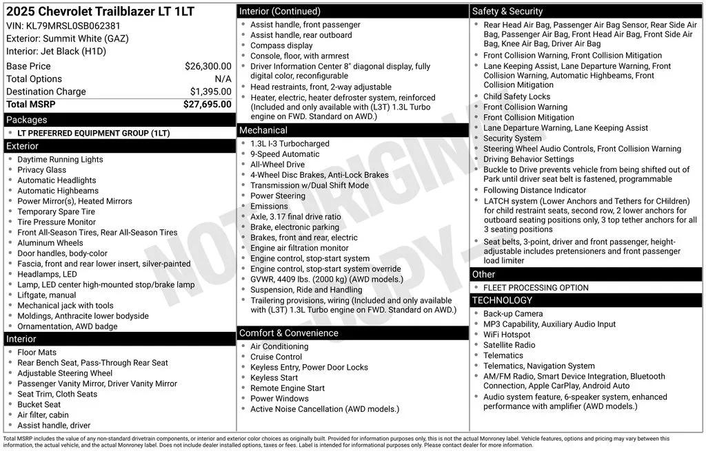 chevrolet trailblazer 2025 KL79MRSL0SB062381 image chevrolet trailblazer 2025 KL79MRSL0SB062381 image