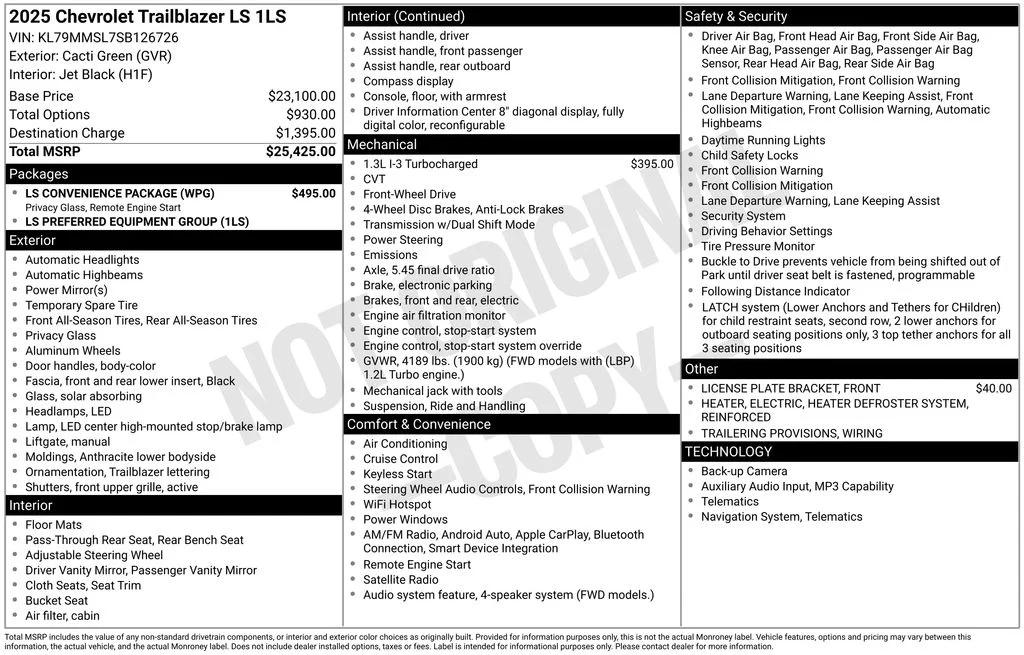 chevrolet trailblazer 2025 KL79MMSL7SB126726 image chevrolet trailblazer 2025 KL79MMSL7SB126726 image
