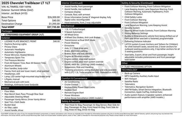 chevrolet trailblazer 2025 KL79MRSL1SB116996 image chevrolet trailblazer 2025 KL79MRSL1SB116996 image