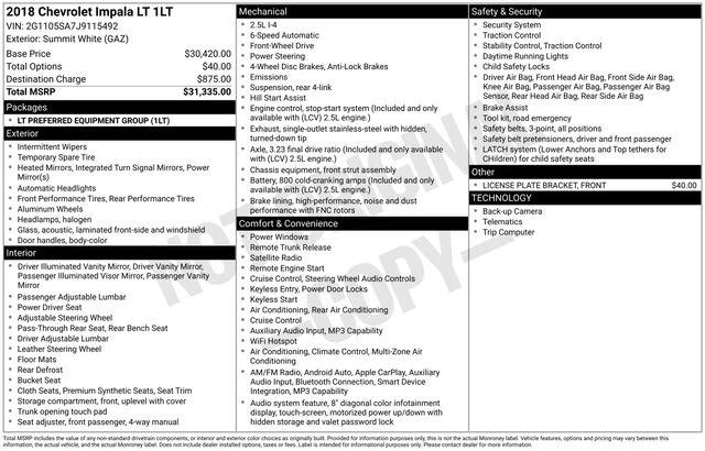 chevrolet impala 2018 2G1105SA7J9115492 image chevrolet impala 2018 2G1105SA7J9115492 image