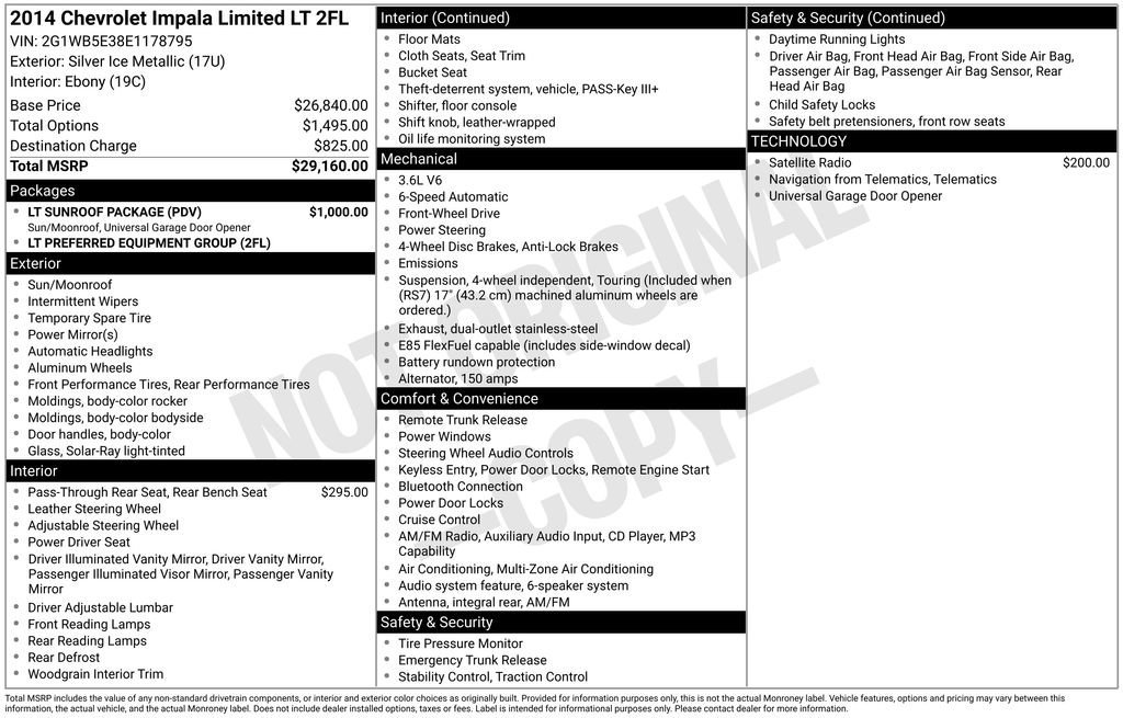 chevrolet impala 2014 2G1WB5E38E1178795 image chevrolet impala 2014 2G1WB5E38E1178795 image