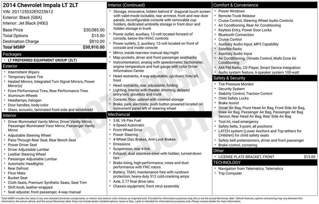 chevrolet impala 2014 2G1125S32E9225612 image chevrolet impala 2014 2G1125S32E9225612 image