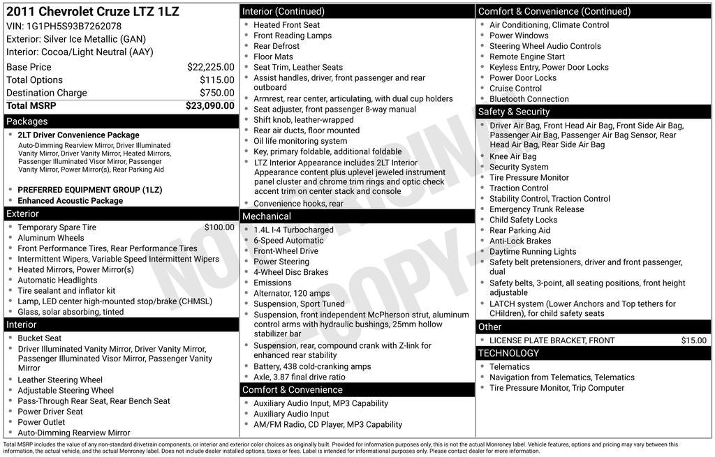 chevrolet cruze 2011 1G1PH5S93B7262078 image chevrolet cruze 2011 1G1PH5S93B7262078 image