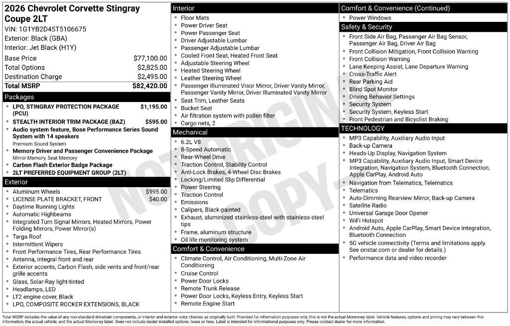 chevrolet corvette 2026 1G1YB2D45T5106675 image chevrolet corvette 2026 1G1YB2D45T5106675 image