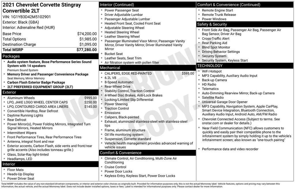 chevrolet corvette 2021 1G1YB3D42M5102901 image chevrolet corvette 2021 1G1YB3D42M5102901 image