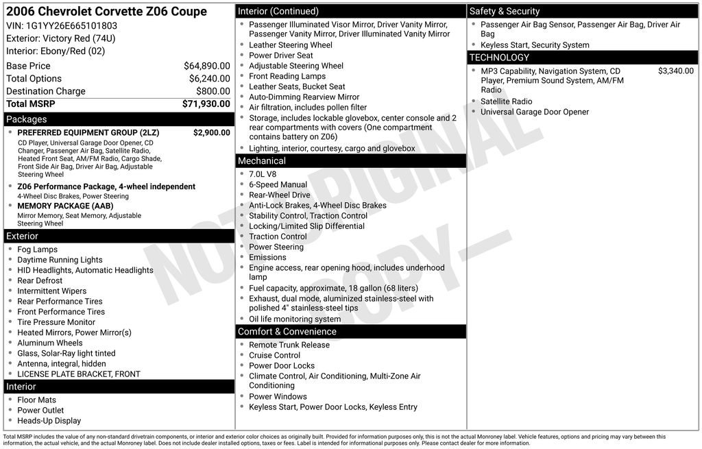 chevrolet corvette 2006 1G1YY26E665101803 image chevrolet corvette 2006 1G1YY26E665101803 image